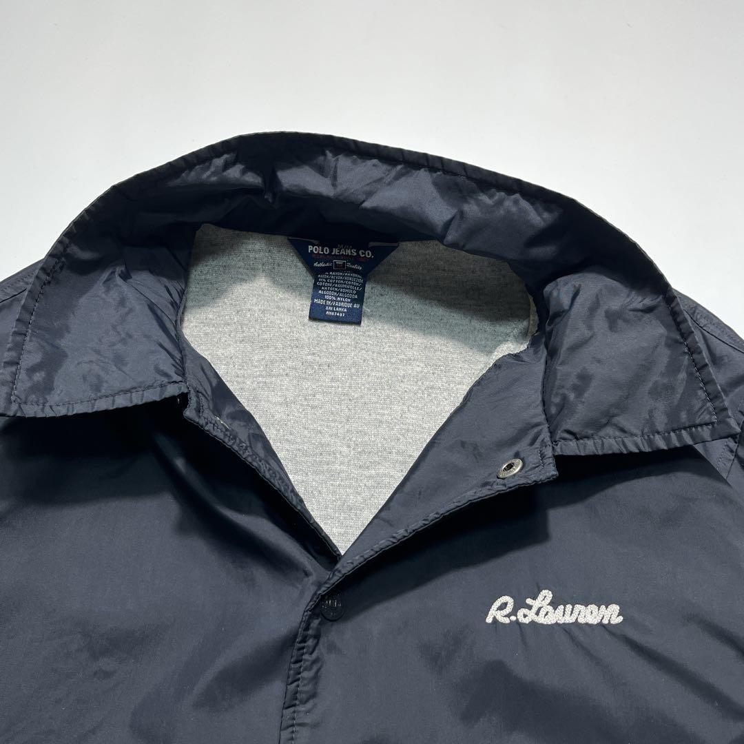 90s ラルフローレンポロジーンズ コーチジャケット M 濃紺 ○7368