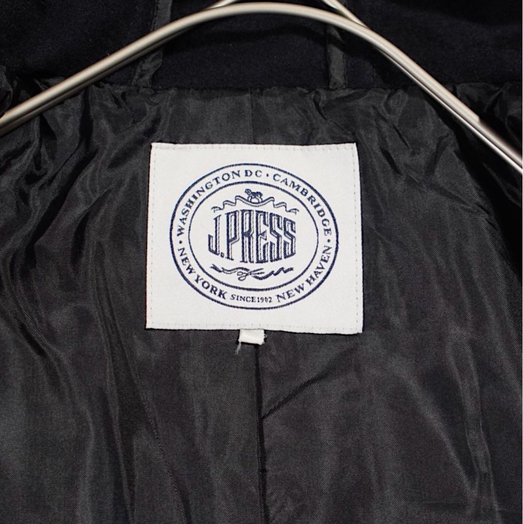美品 ロング丈《J.PRESS》ダッフルコート(9)ネイビー トグル レザー