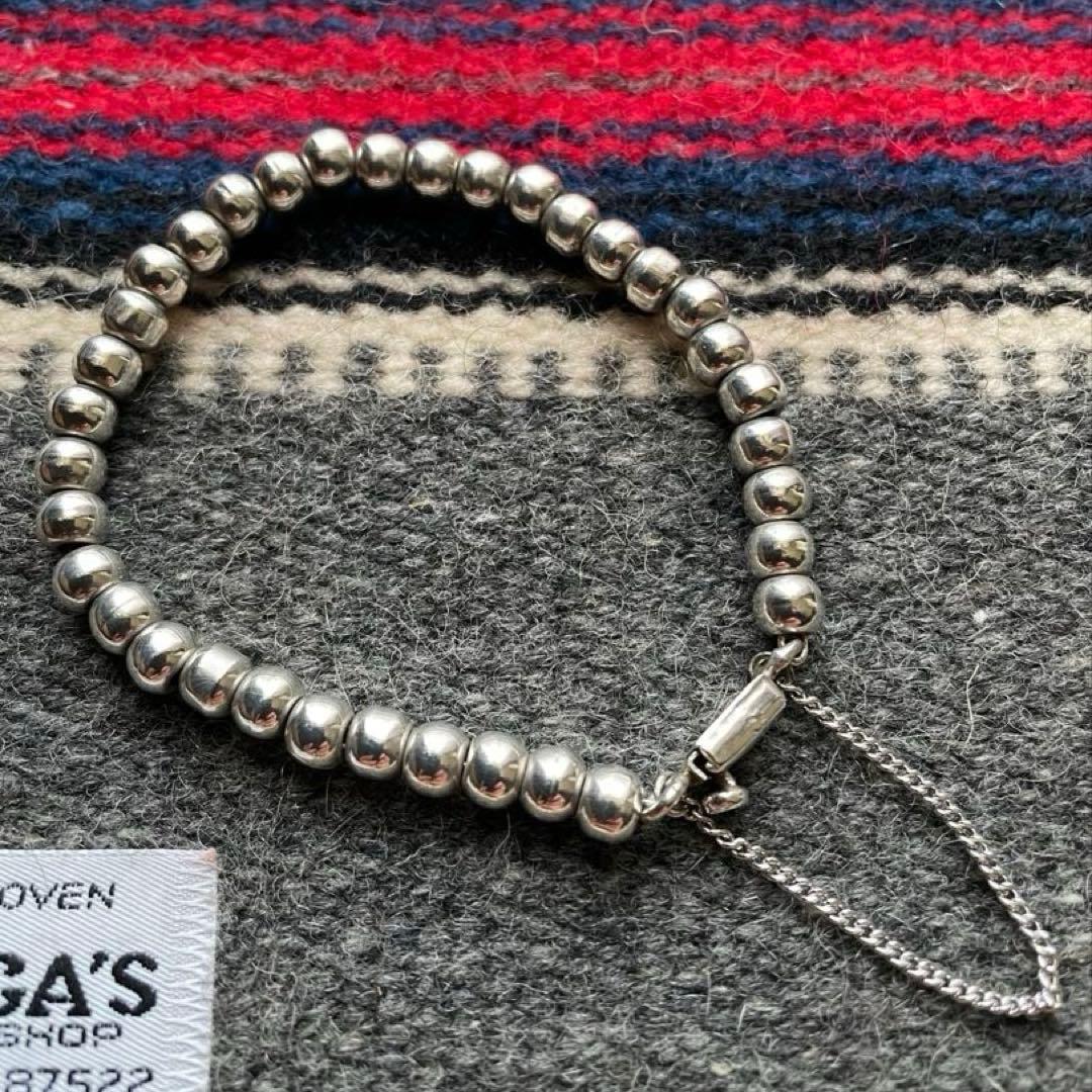 ⭐︎週末限定値下げ⭐︎ヴィンテージ メキシコ製 シルバー ボールビーズ ブレスレット ヴィンテージ メキシカンシルバー925 ビーズ ブレスレット18.1g