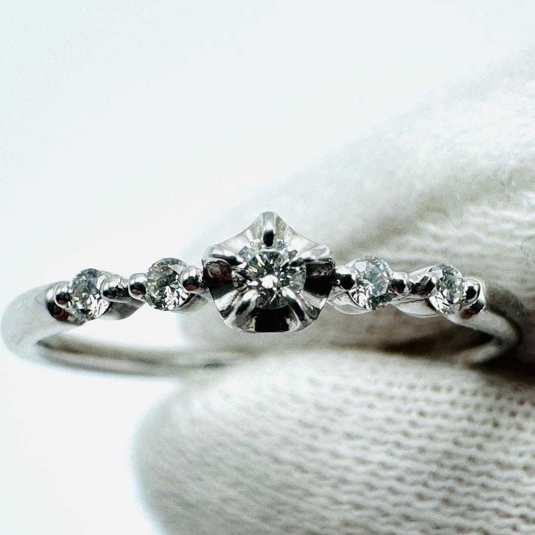 STAR JEWELRY K18 ダイヤモンド　リング　9号　0.07ct WG