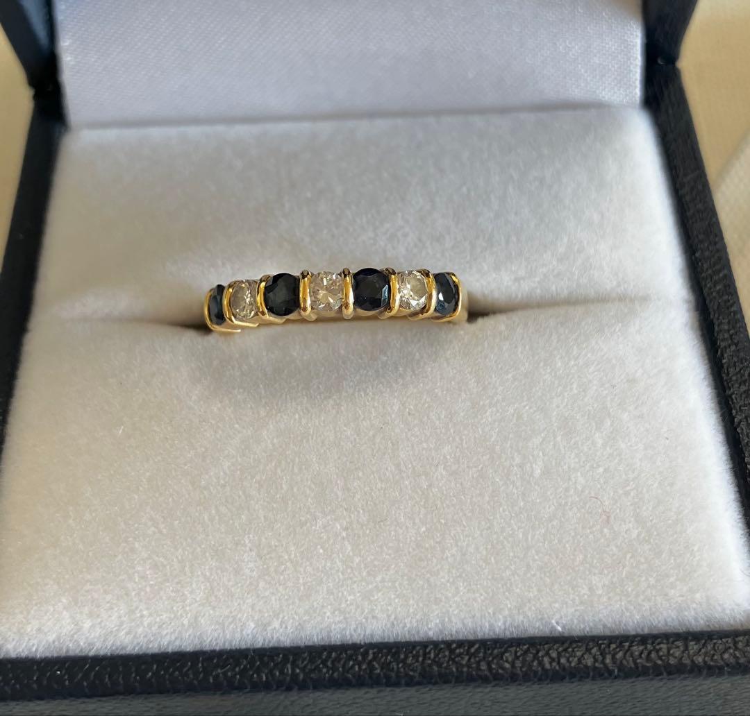 K18 ダイヤ サファイアリング 8号 MIKIMOTO（ミキモト） 指輪 レディース サファイア ダイヤ リング 8号