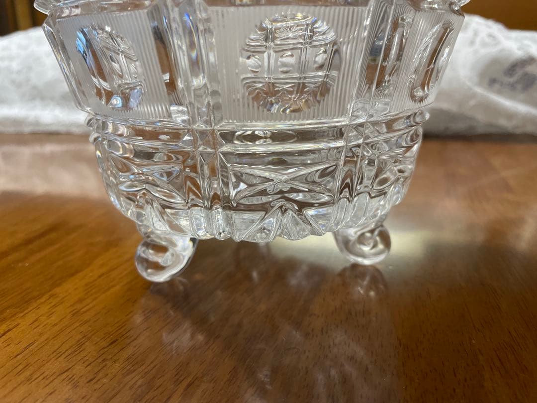 クリスタルカットガラス キャニスター 脚付き 西ドイツ製 たのめる便