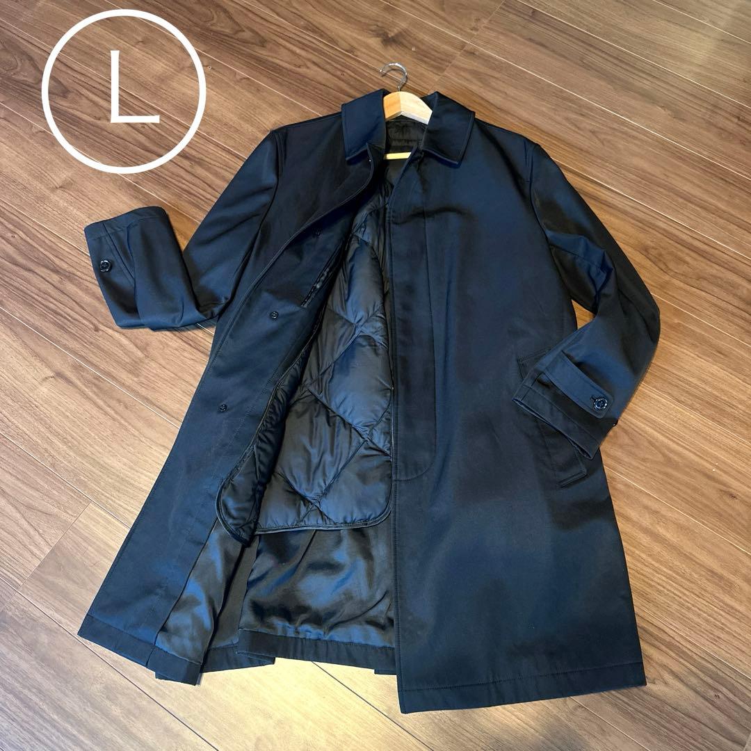 【秋冬春対応】 美品 ブラック コート ライナー付き ビジネス 通勤 メンズ 黒 AOYAMA 【洋服の青山】3WAY ステンカラーコート ライナー付き メンズ