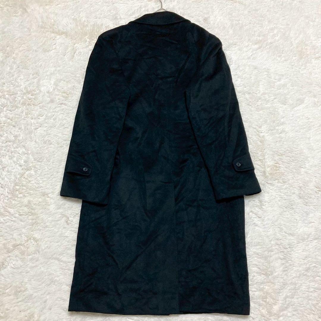 イタリア製 カシミヤ100％ ブラック ステンカラーコート M 比翼 黒