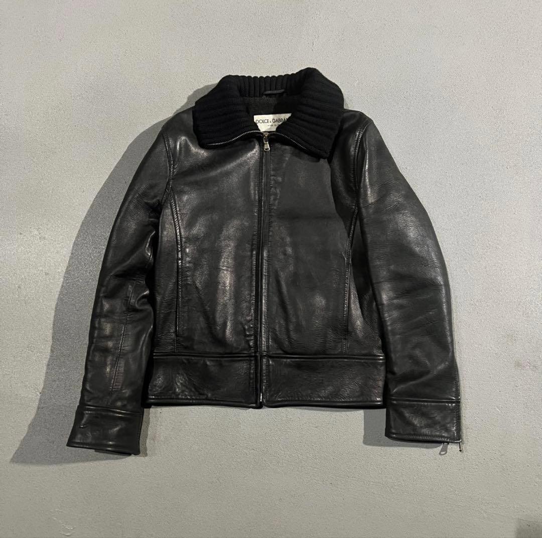 00s DOLCE&GABBANA rib riders jacket - メルカリ