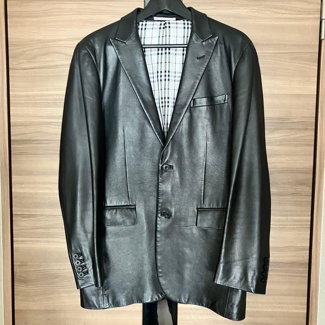 【美品】BURBERRY BLACK LABEL レザー テーラードジャケット BURBERRY BLACK LABEL】バーバリーブラックレーベル『レザーテーラード