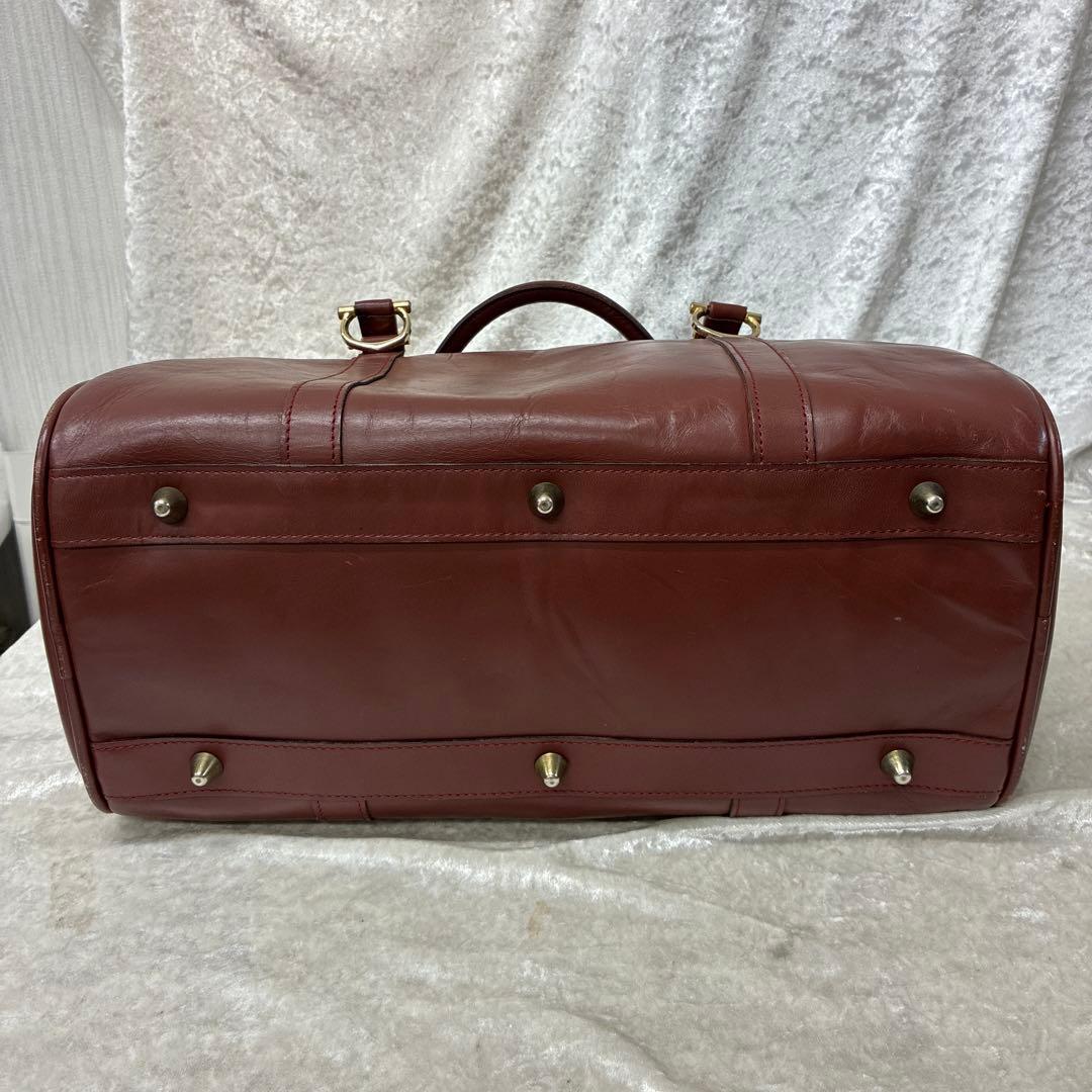 cartier マストライン ミニボストンバック ロゴ刻印 ボルドー - メルカリ