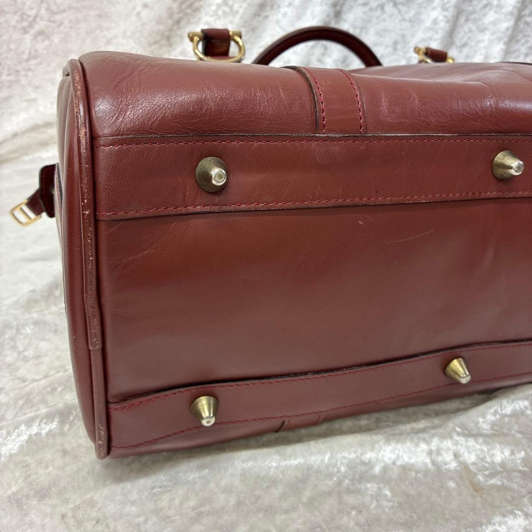 cartier マストライン ミニボストンバック ロゴ刻印 ボルドー - メルカリ