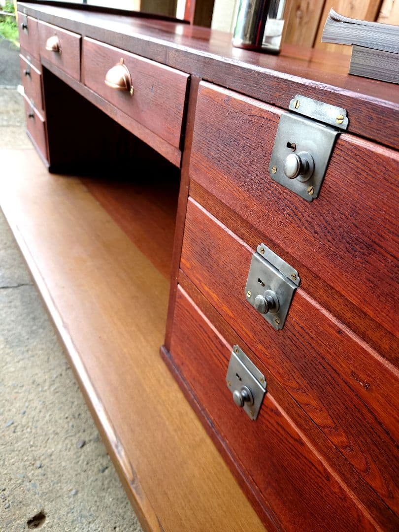 タモの両袖文机　《リペア済》