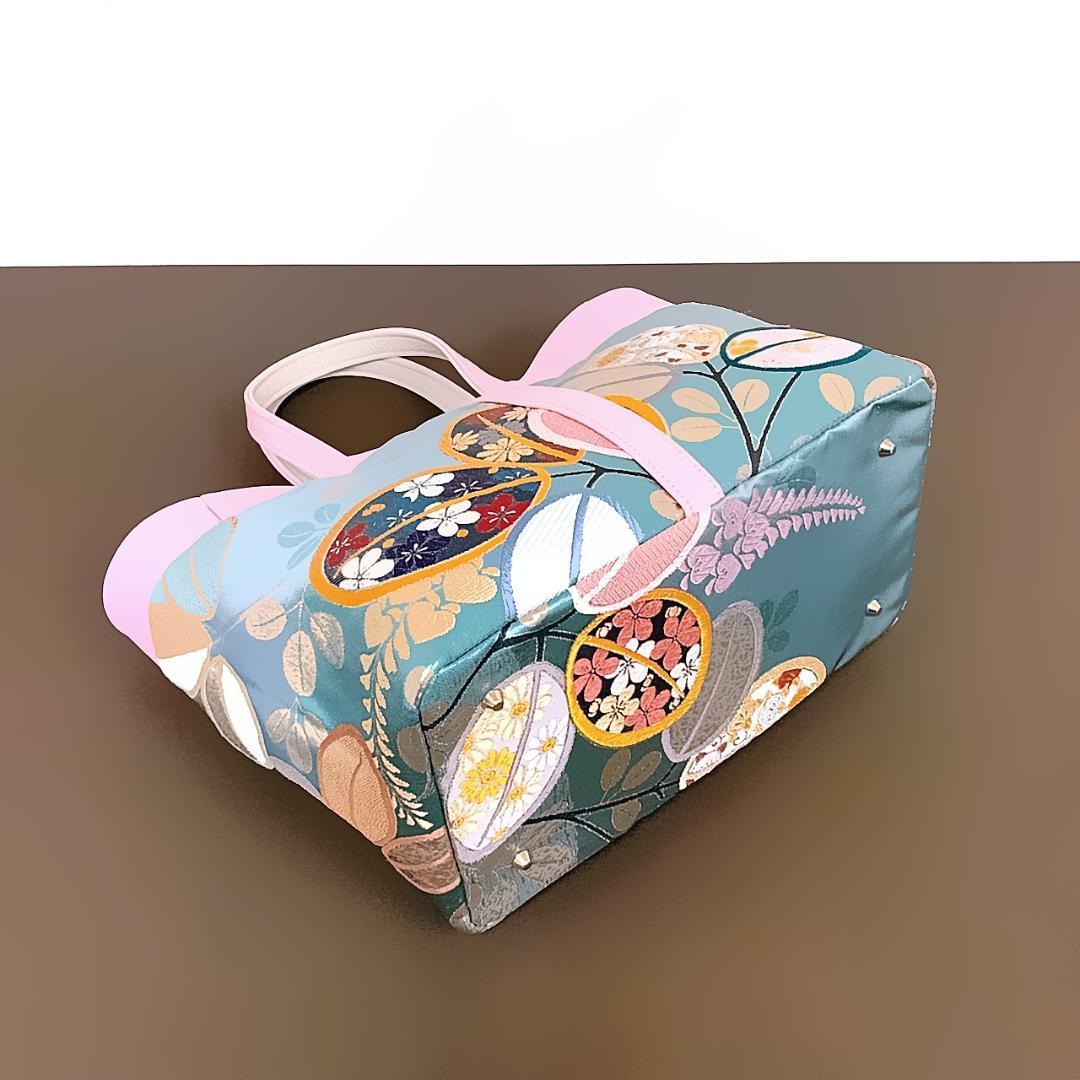 着物帯と本革のリメイクバッグ◇remake.829◇プロモーション販売品