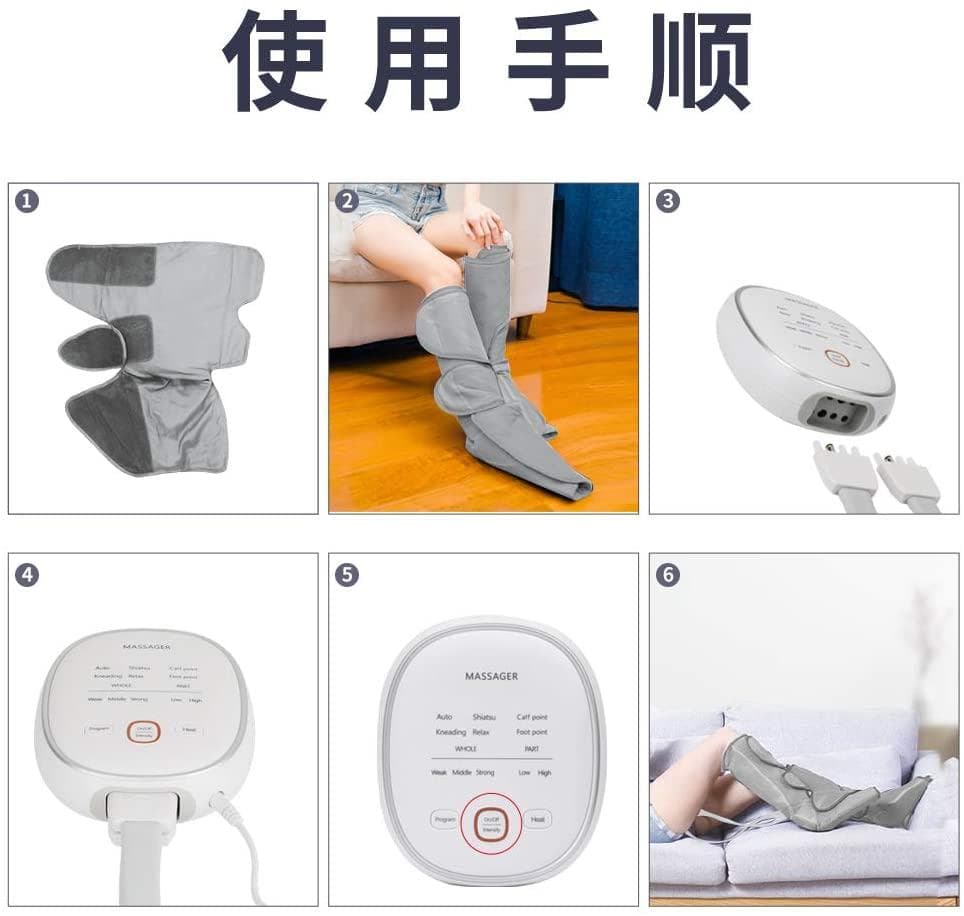 ライトグレー】フットマッサージャー エアー ヒーター 6モード 3階段