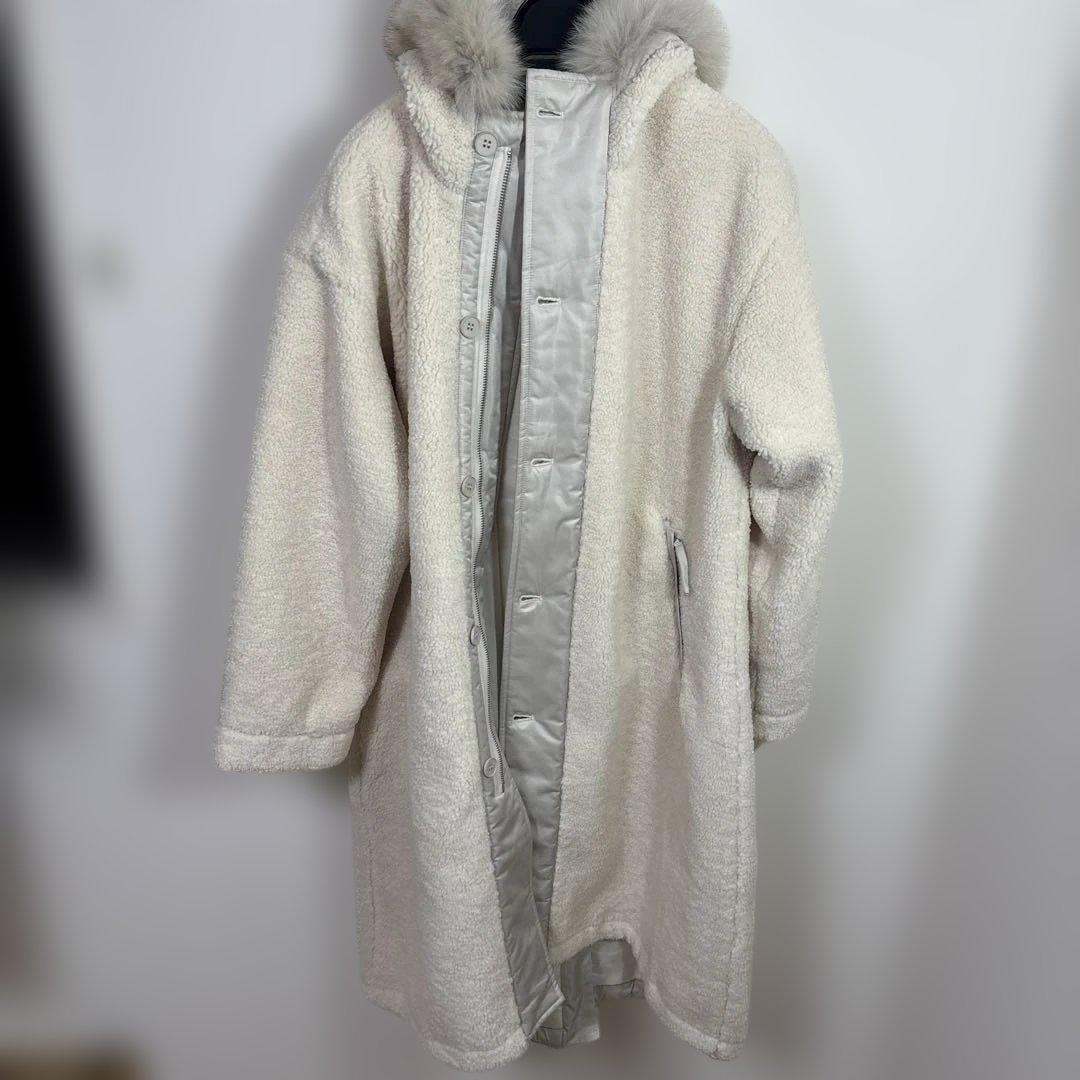 LASUD ファーボアコートアイボリー 未使用品 サイズ9号 定価34000円