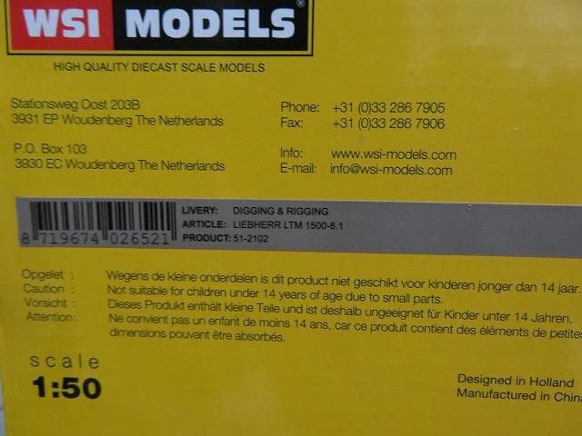 WSI 1/50 Liebherr LTM1500-8.1 クレーン