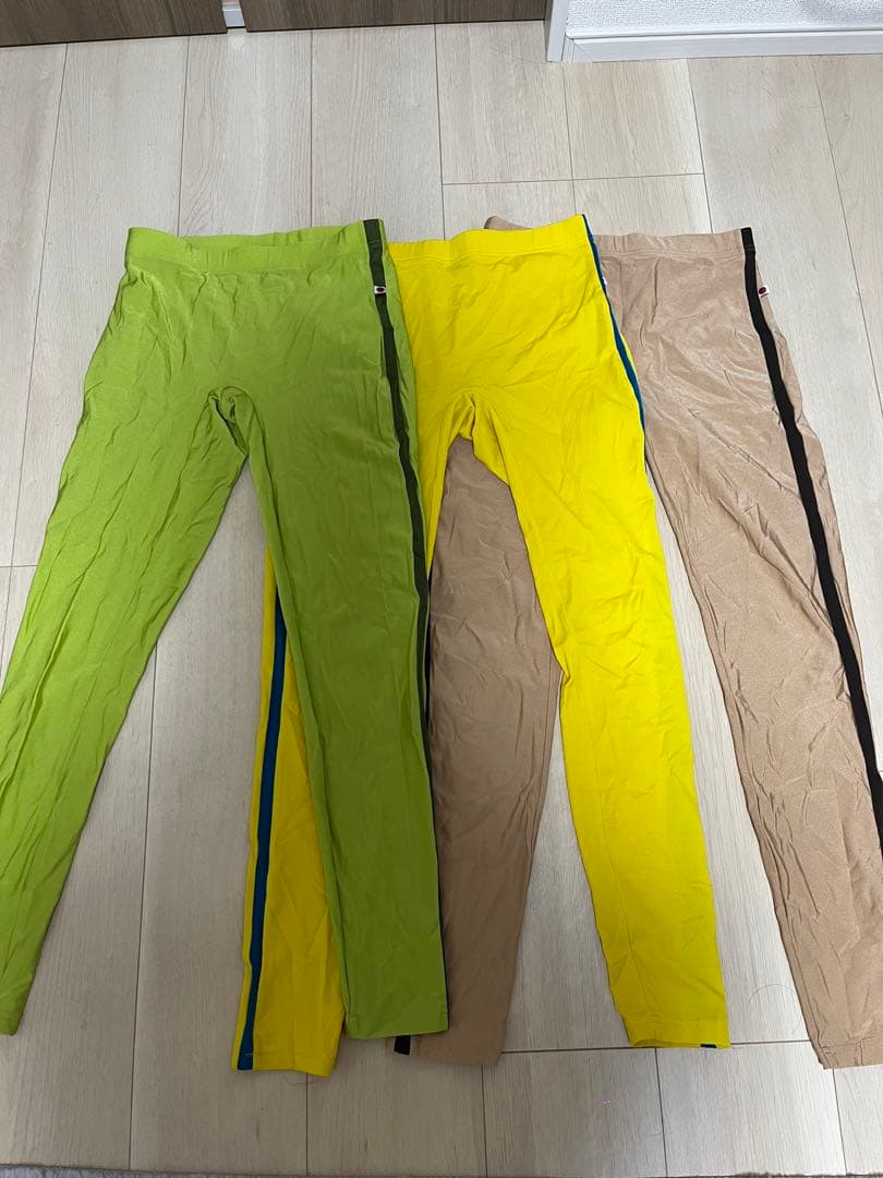 YUMIKO タイツ 3点セット 緑 黄 ベージュ カラータイツ レディース 80デニール M-L・L-LL 秋 冬 春 無地 赤 青