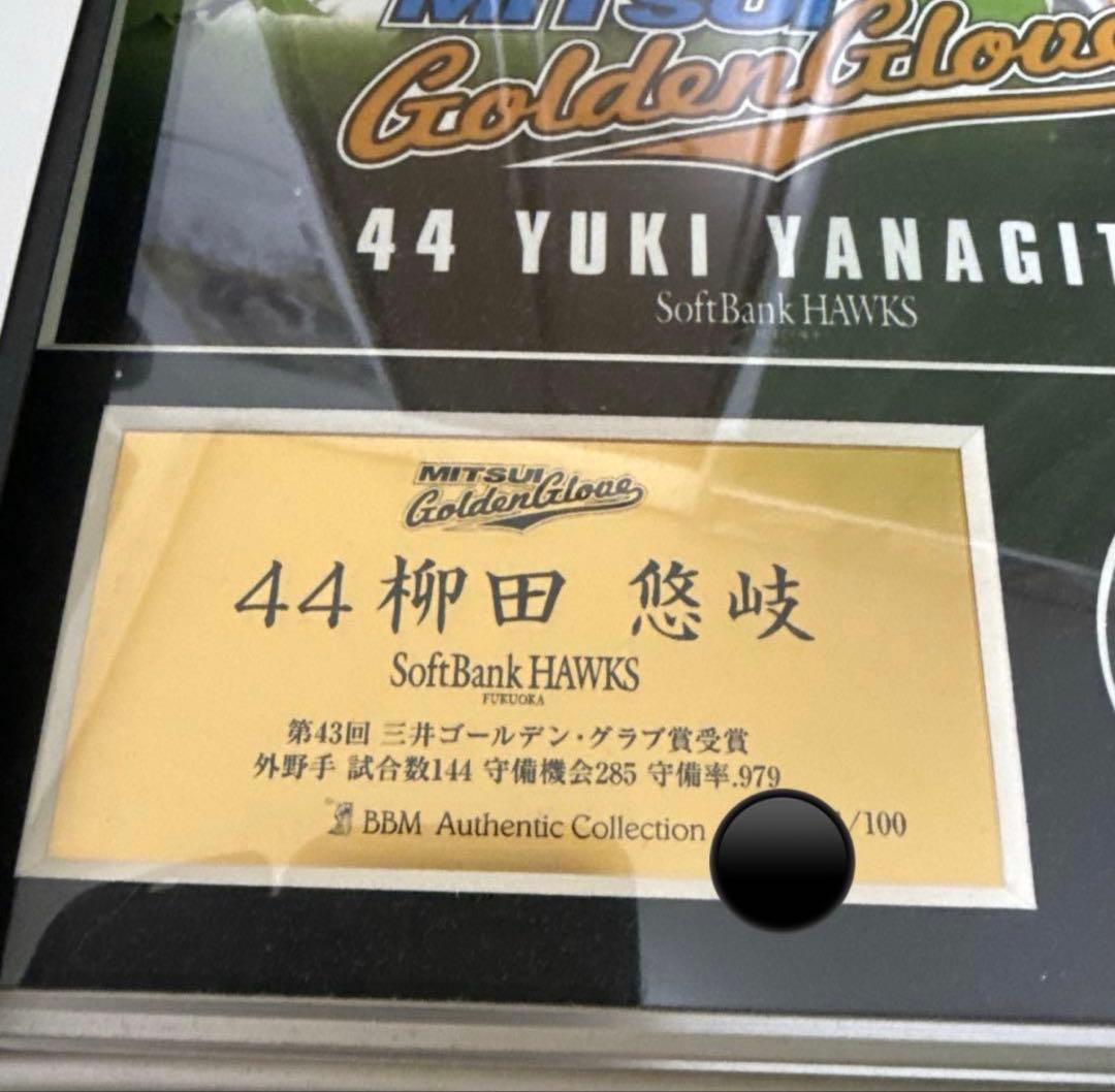 BBM柳田悠岐2014GG賞記念 直筆サイン入りフォトパネルソフトバンク