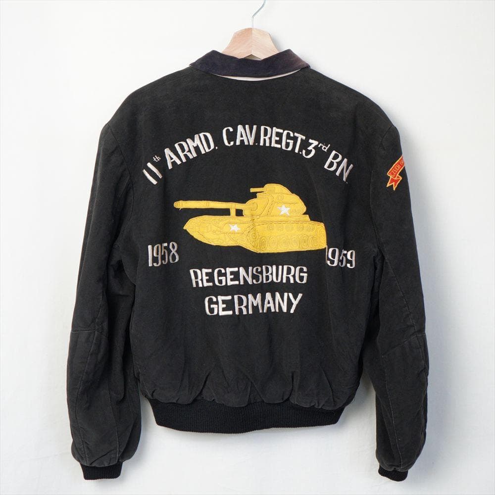 50s ビンテージ ミリタリー スーベニアジャケット スカジャン 黒 戦車