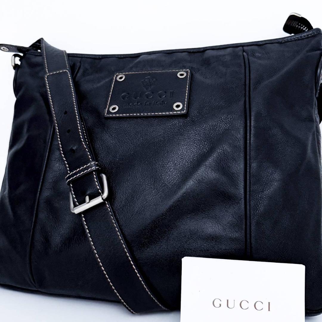 【グッチ】希少モデル　ショルダーバッグ　ブラック　レザー GUCCI（グッチ） ショルダーバッグ ジャンボGG ブラック レザー 3131