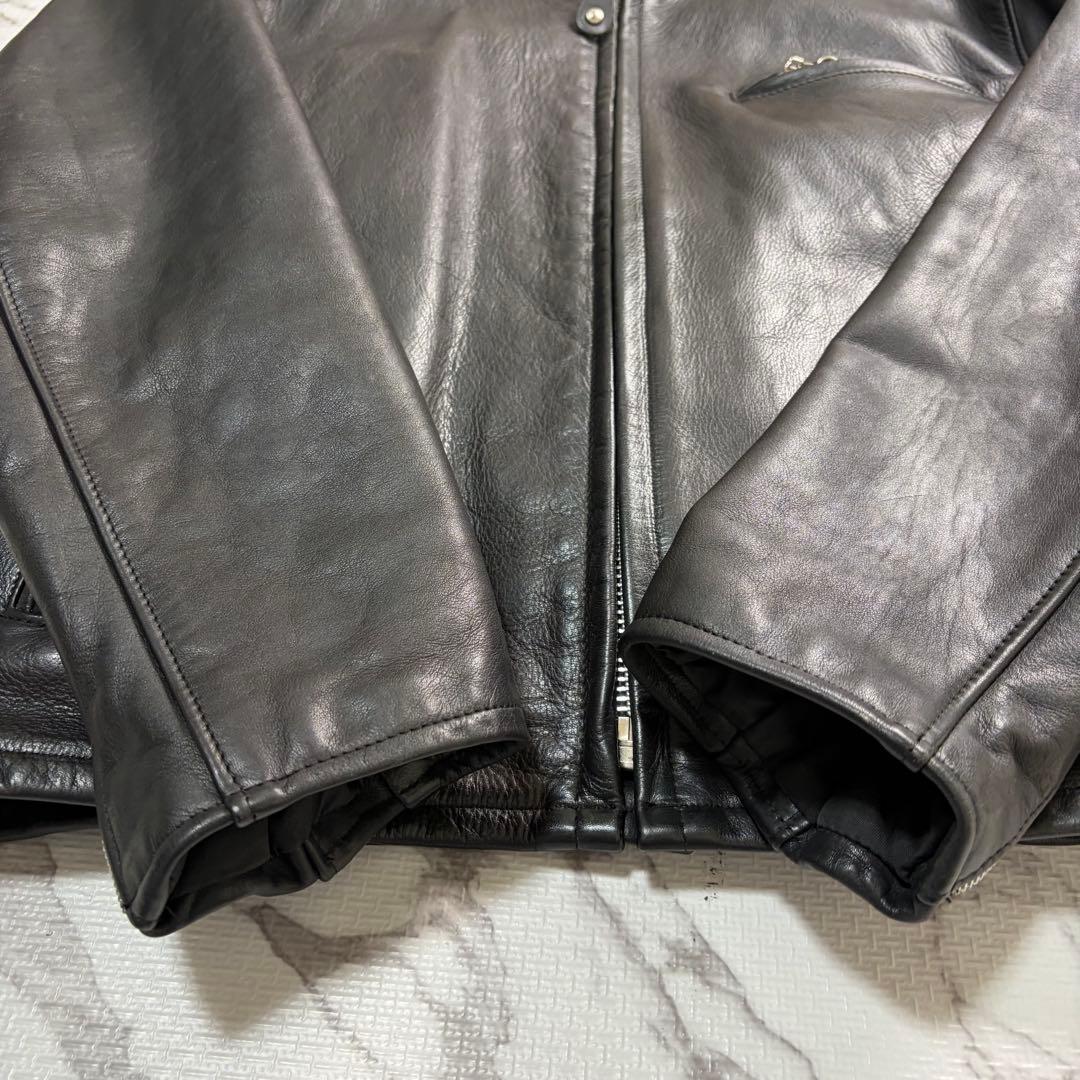 奇跡の42size✨schott シングルライダース ボア ブラック 黒 141