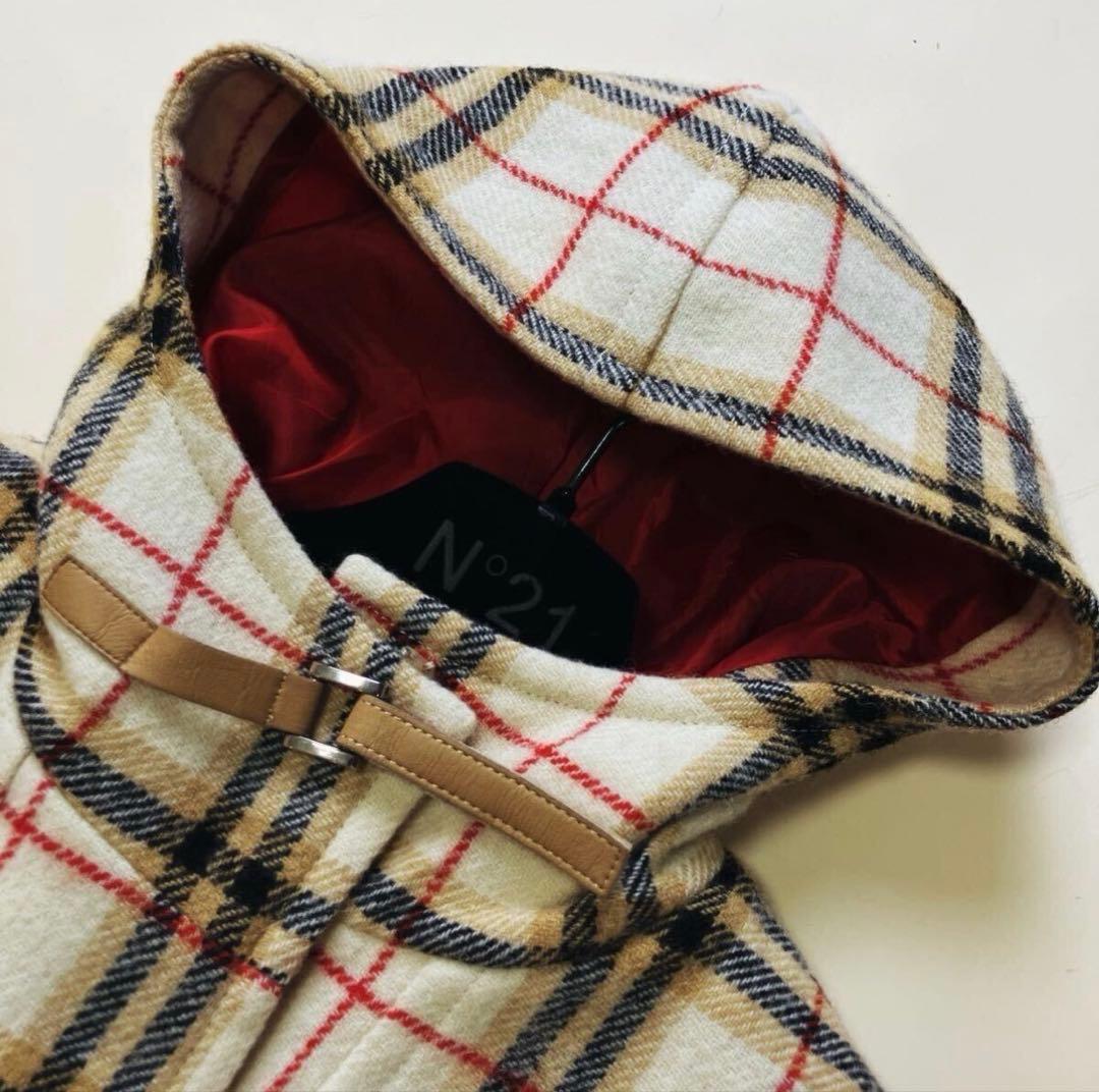 Burberry チェック柄 フード付き ダッフルコート ロングコート