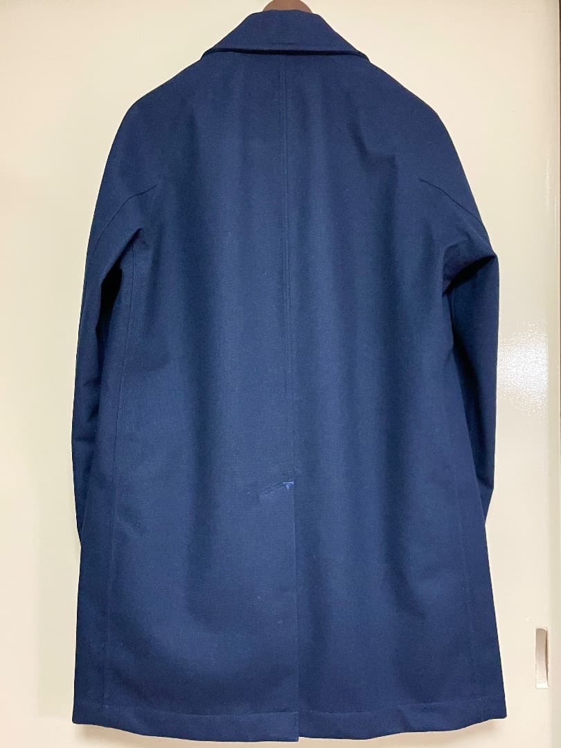 美品 ナナミカ ステンカラーコート ウール混紡×ゴアテックス NAVY S