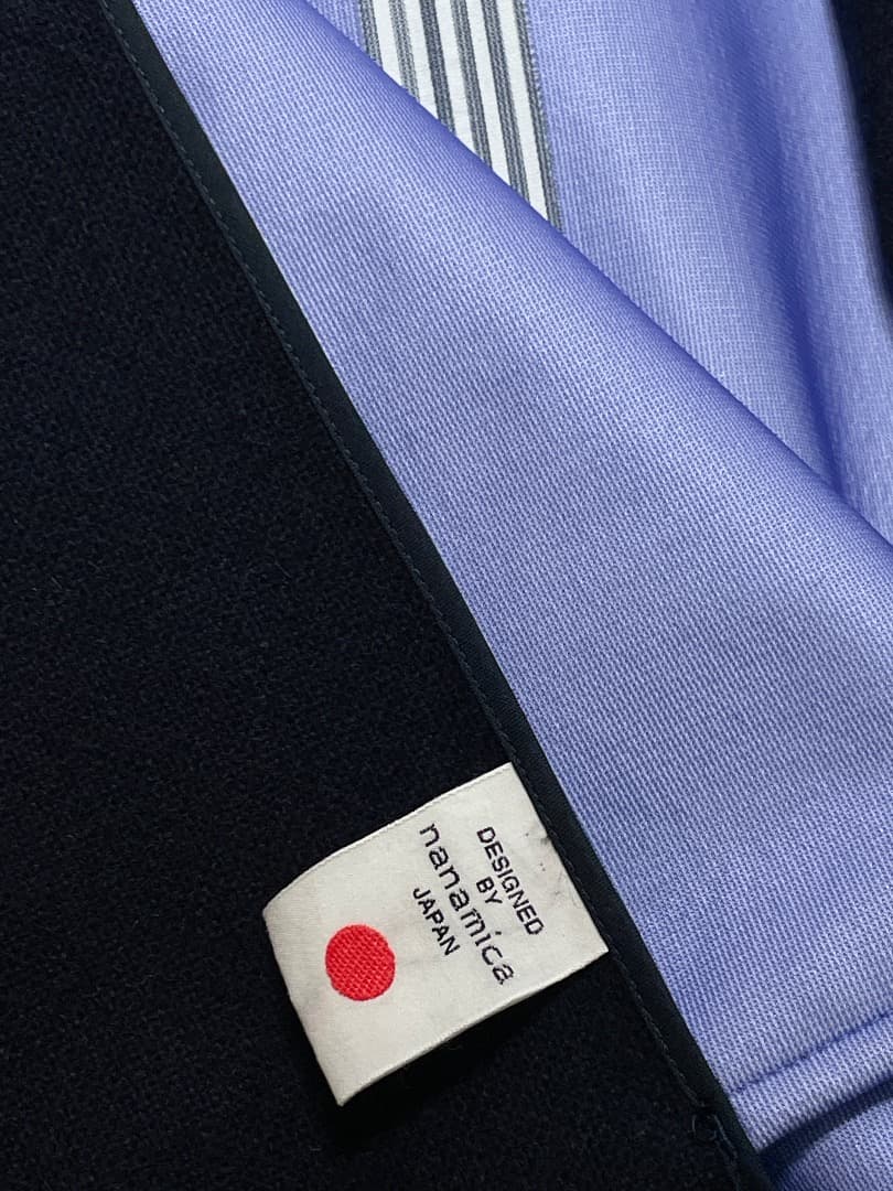美品 ナナミカ ステンカラーコート ウール混紡×ゴアテックス NAVY S
