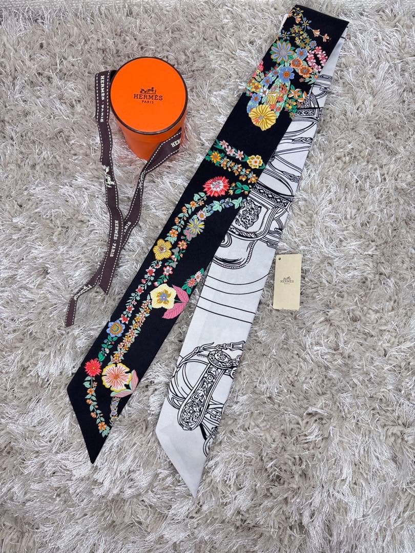 エルメス 2025ツイリー《ブリッド・ドゥ・ガラ　アン・フルール＆アイライナー》