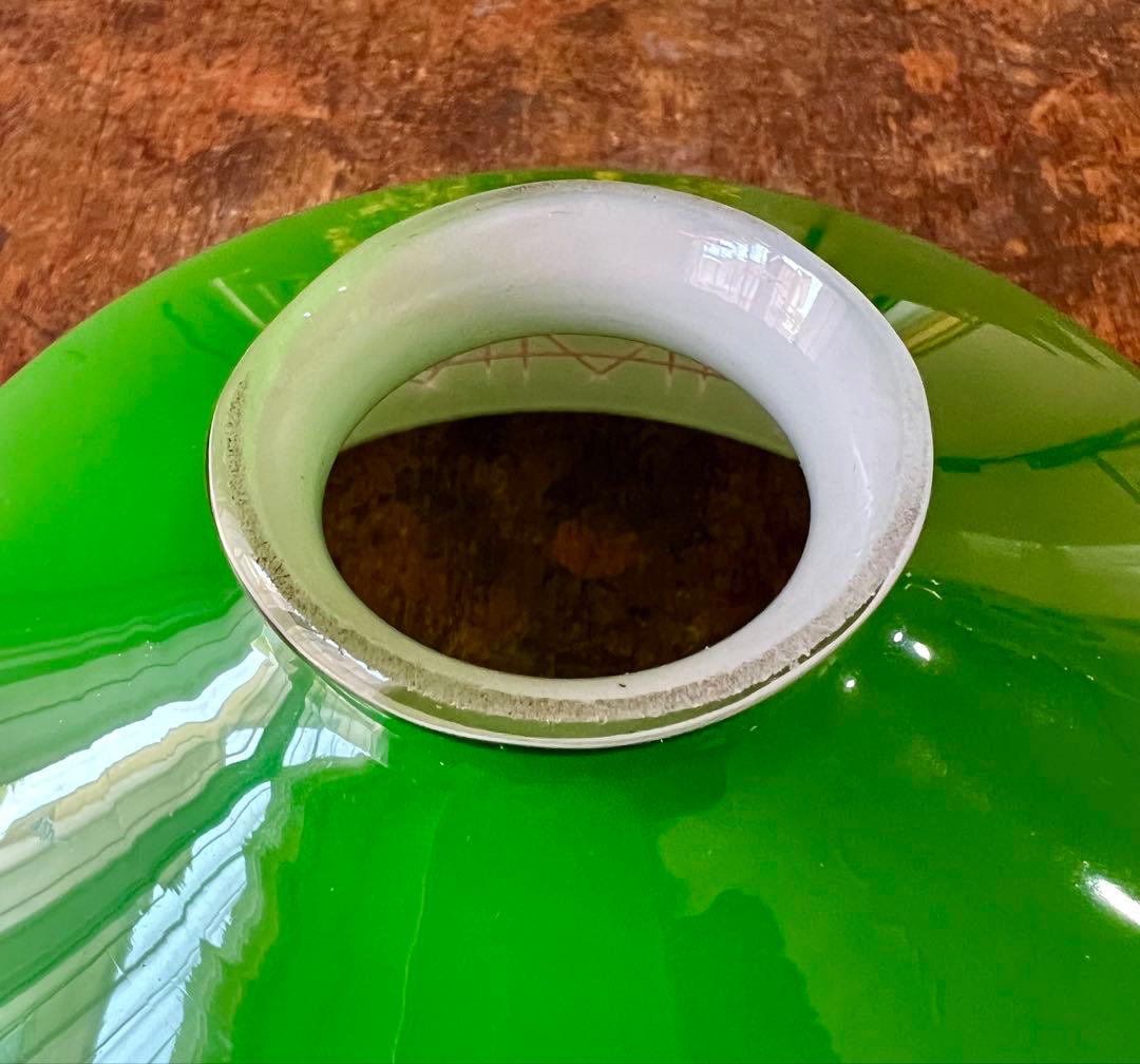 被せガラス緑色ガラス電笠 大正ロマン 洋館 古民家 切子 ウランガラス