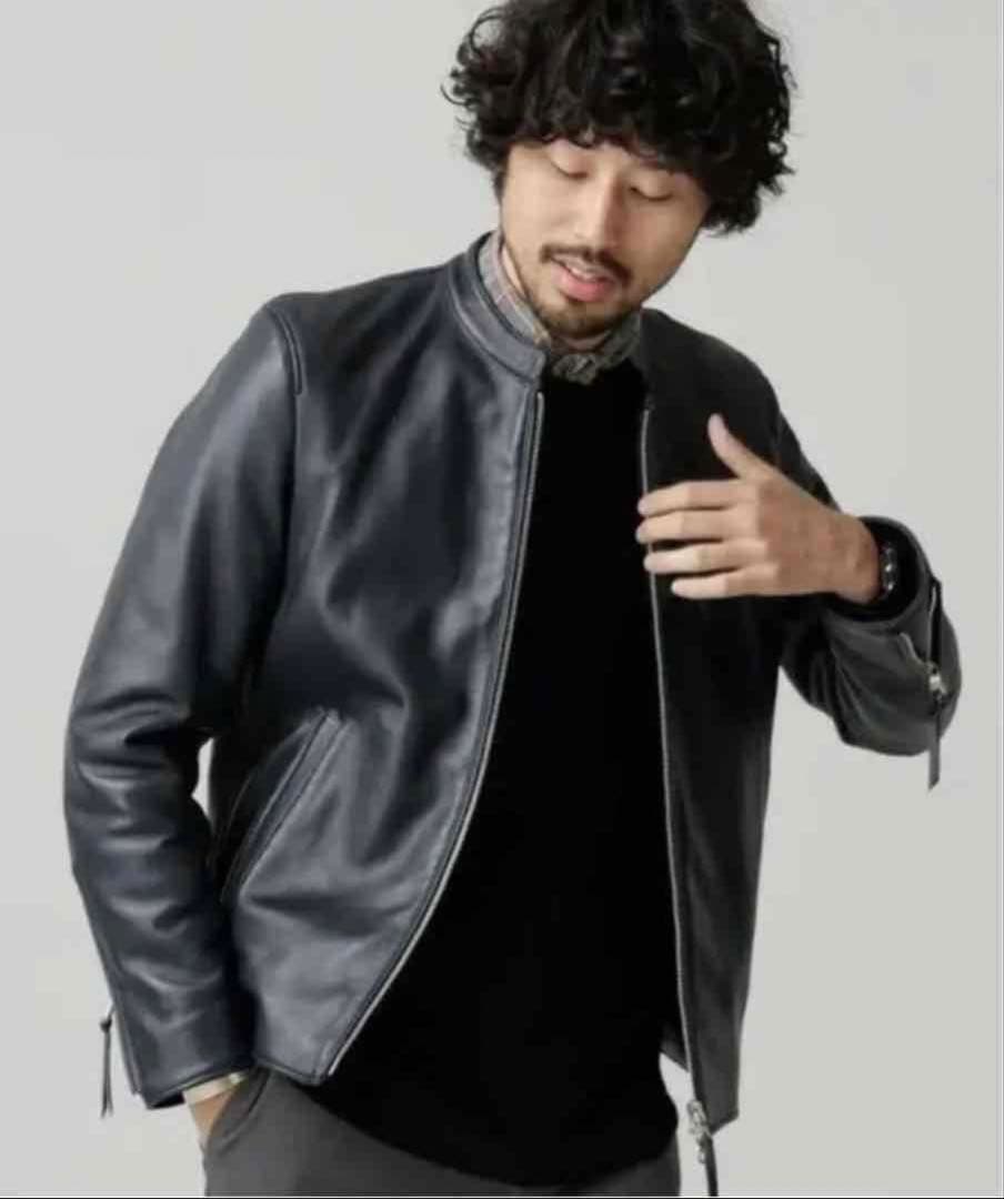 ナノユニバース/レザージャケット/シングルライダース/ブラック/L ロン