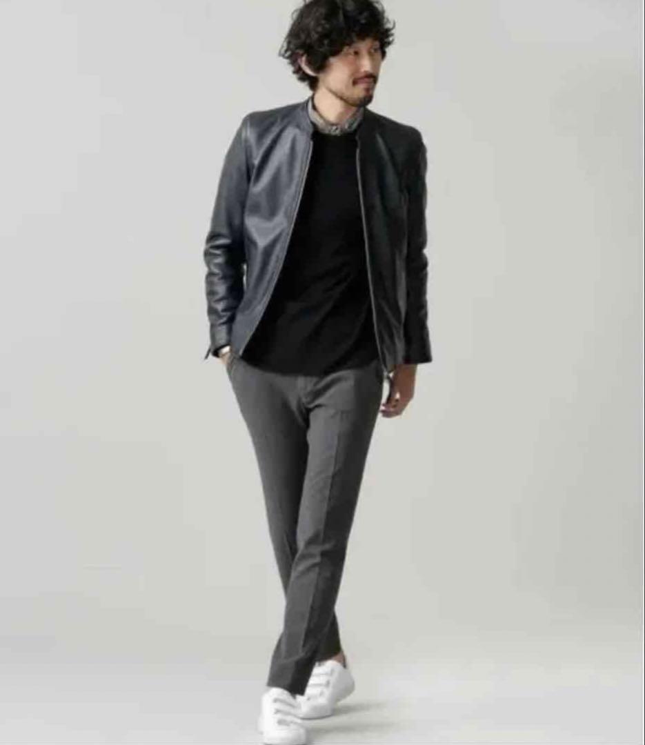 ナノユニバース/レザージャケット/シングルライダース/ブラック/L ロン