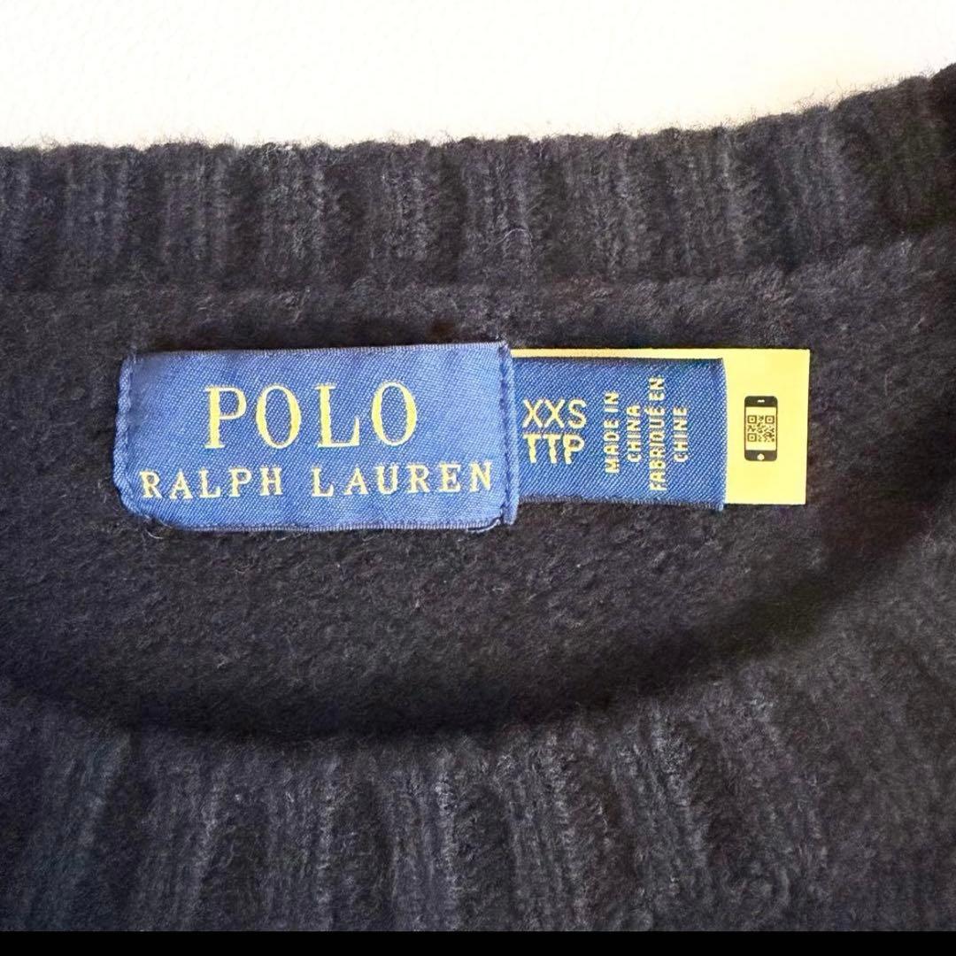 現行QRタグ【ポロラルフローレン】ポロベア立体装飾 ニット 黒