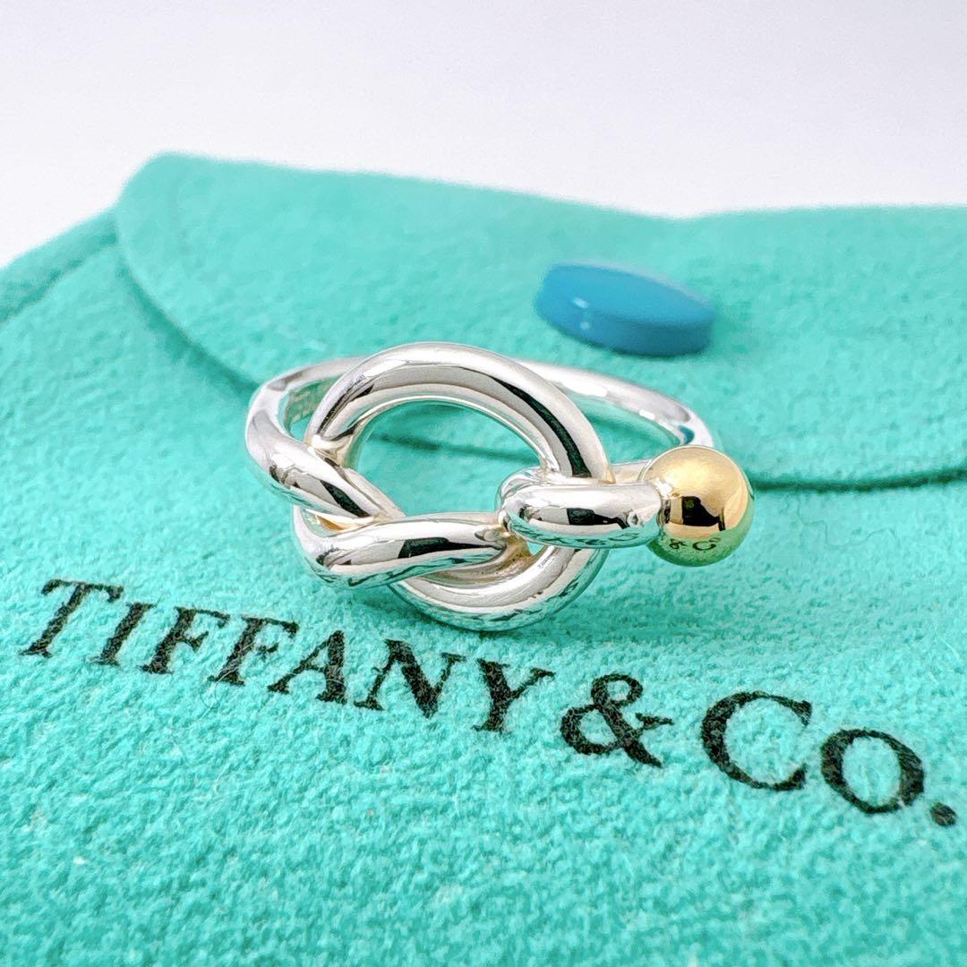 極美品 オールドティファニー ラブノット コンビ リング 7号 シルバー k18 ティファニー ラブノット シルバー925 K18 コンビ 指輪 リング 11号