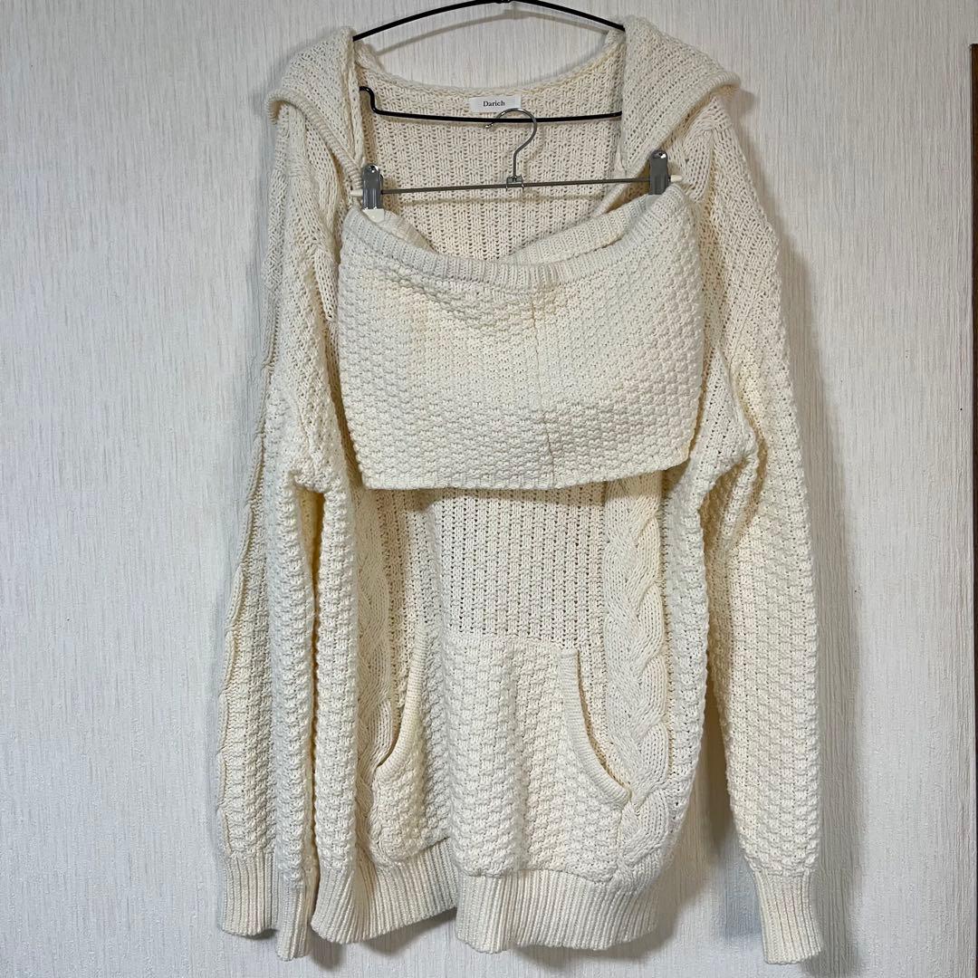 ダーリッチ ケーブルDDロゴVネックニットフーディ アイボリー - メルカリ