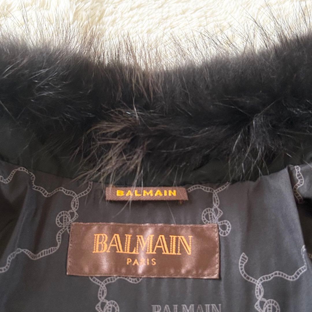 極美品】BALMAIN ダウンコート Aライン ラクーン ロング ブラック L