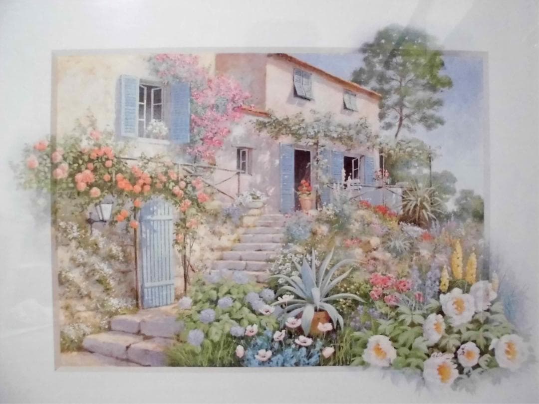 インテリアアート絵画　ピーター・モッツ　イーゼル付き　自然豊かでノスタルジック