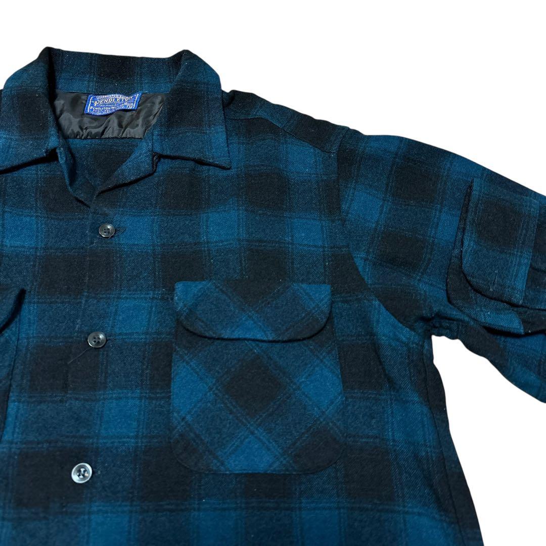 青 黒 ペンドルトン ボードシャツ オンブレ ビンテージ 好配色 50s