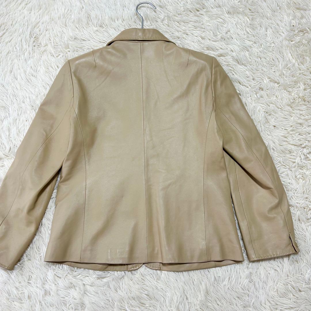 BALMAIN バルマン ラムレザー テーラードジャケット ライトベージュ 13