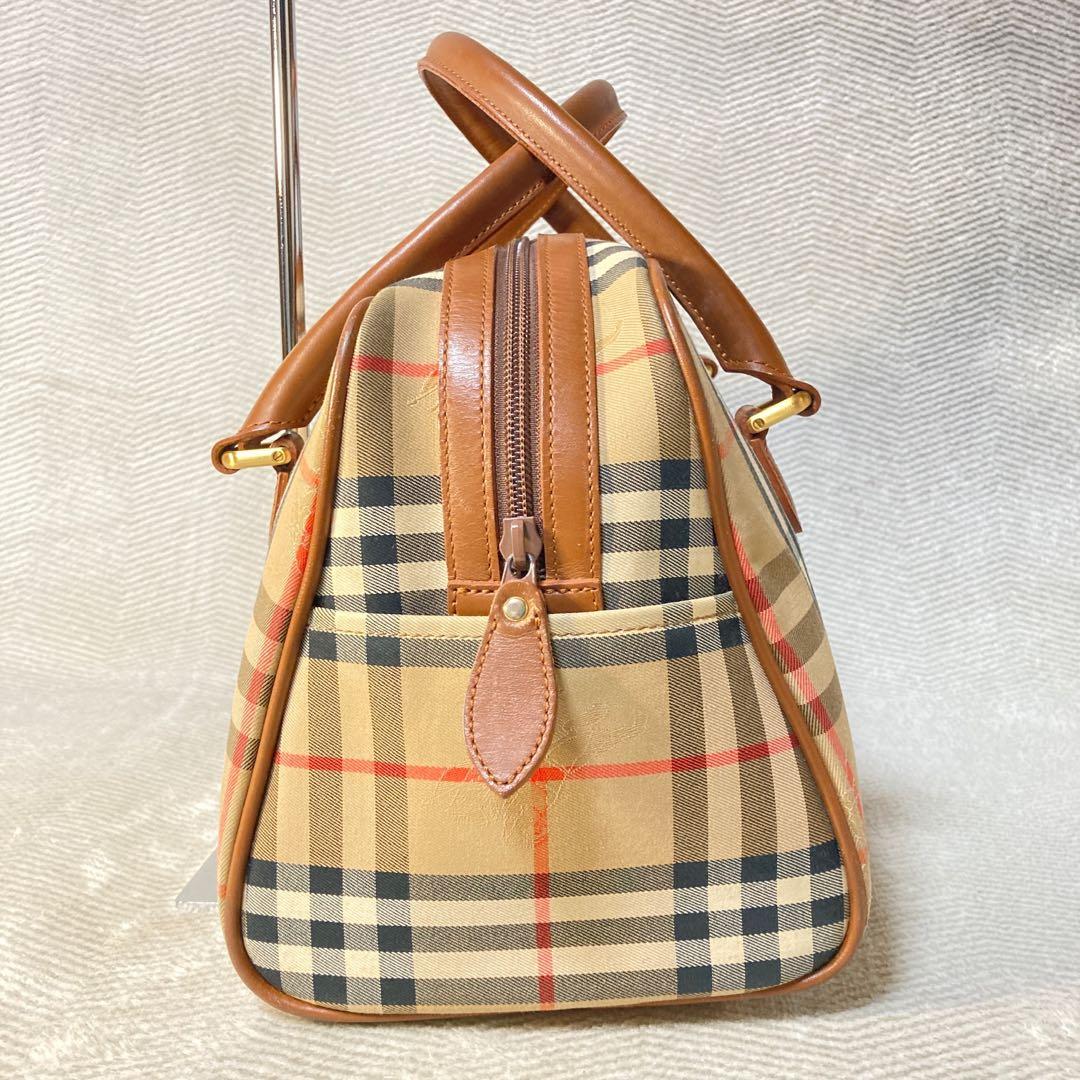 BURBERRY ボストンバッグ ノバチェック シャドーホース 旧ロゴ 月桂樹