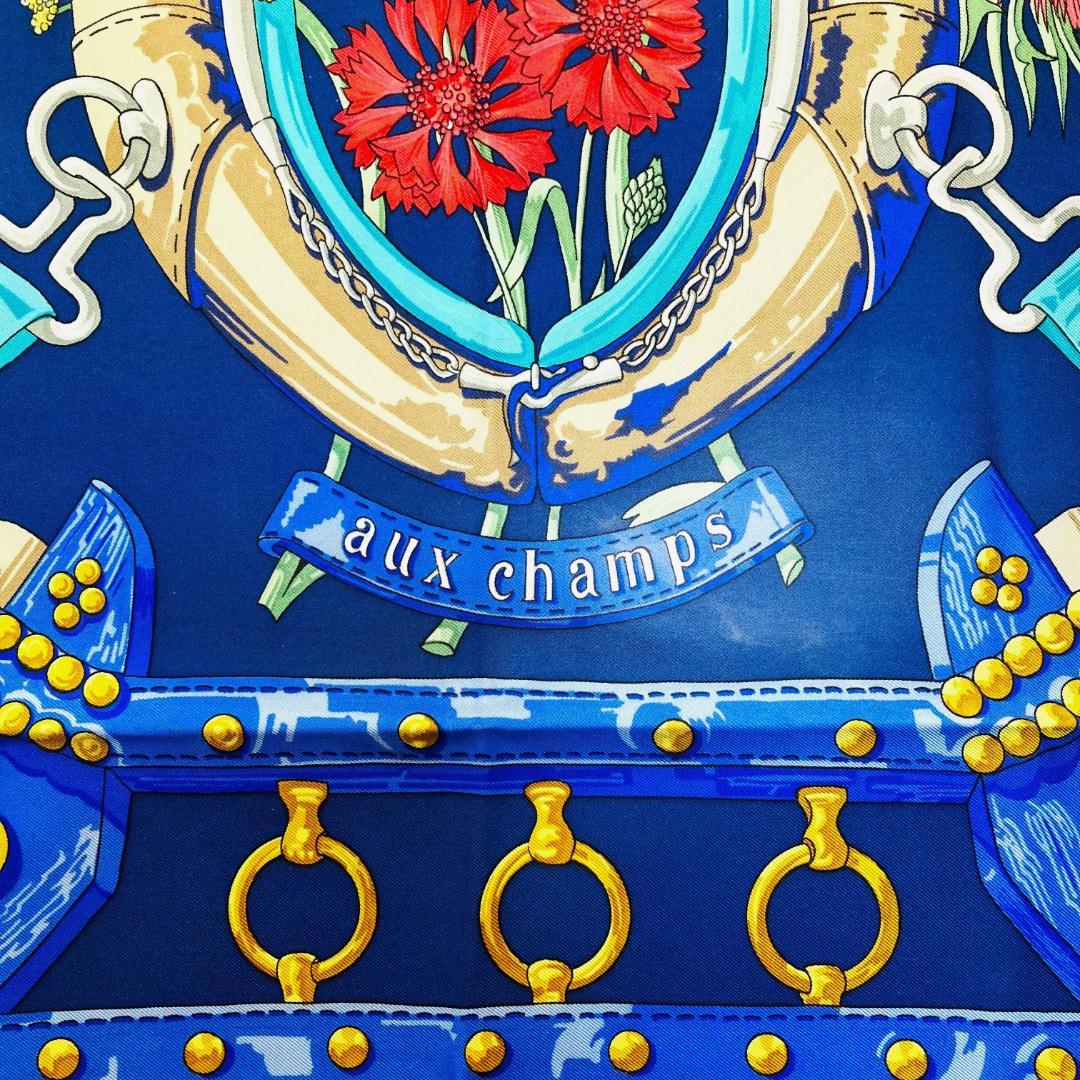 エルメス スカーフ カレ90 AUX CHAMPS フィールドへ シルク100% - メルカリ