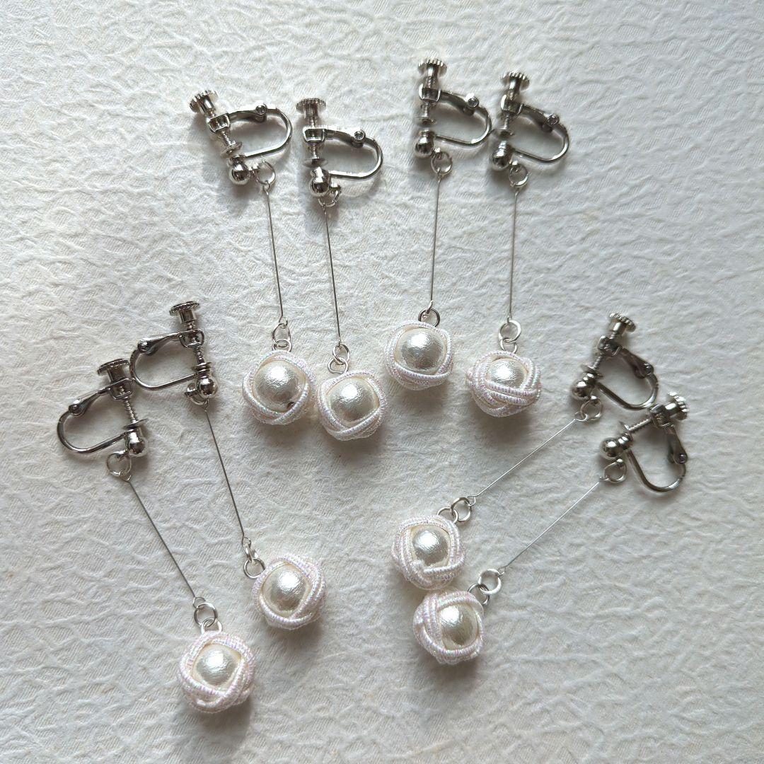 《shoco》水引イヤリング　玉結びとコットンパール