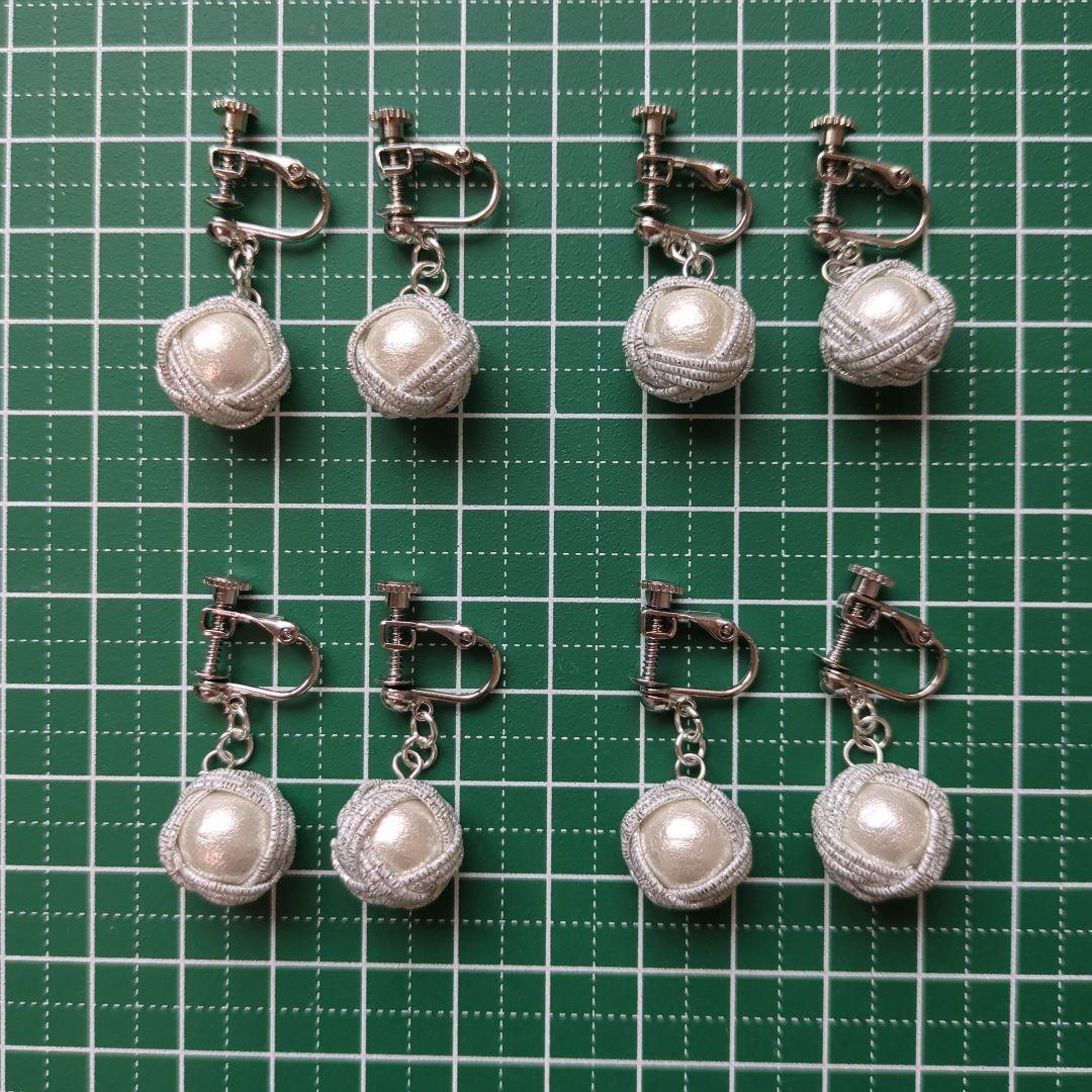 《shoco》水引イヤリング　玉結びとコットンパール