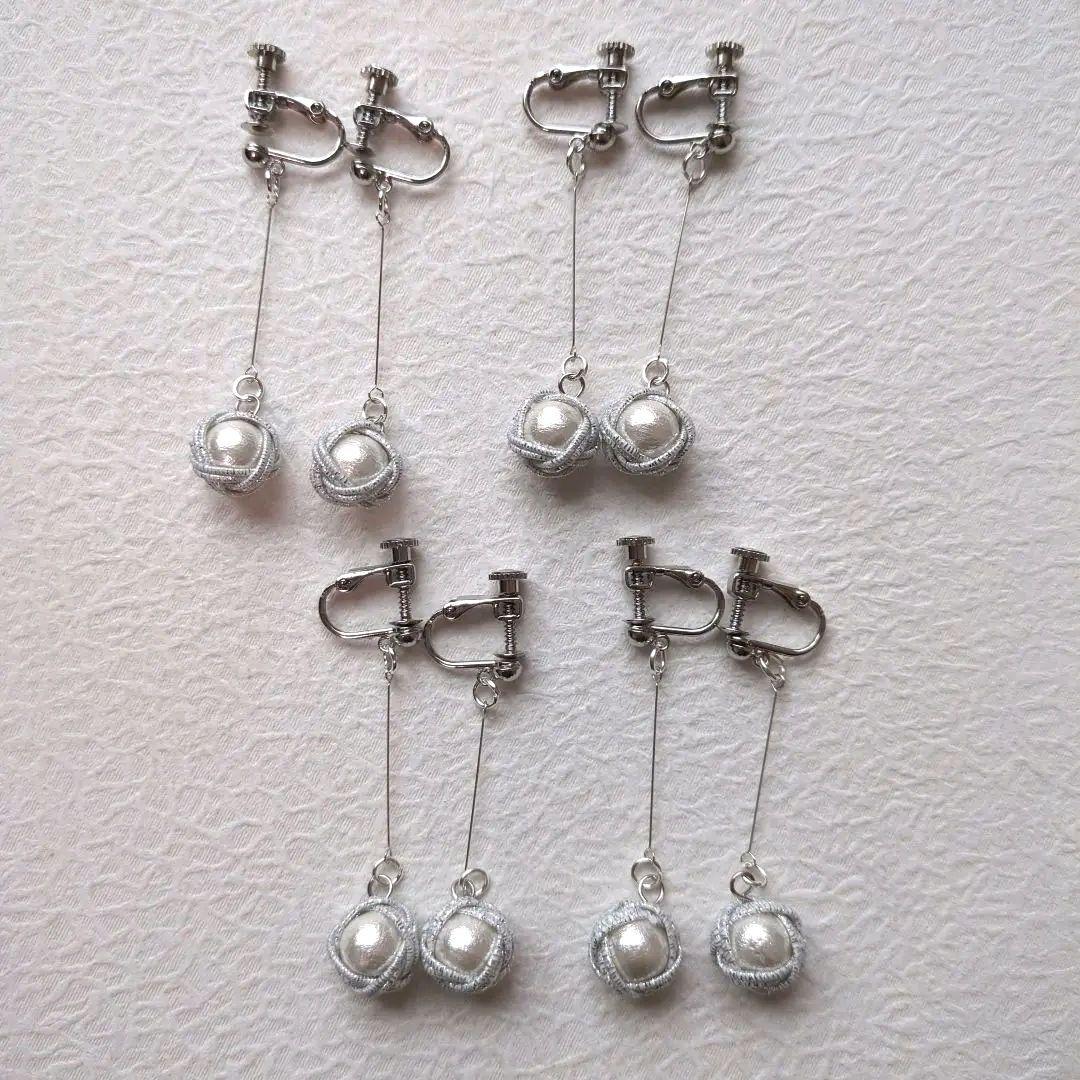 《shoco》水引イヤリング　玉結びとコットンパール