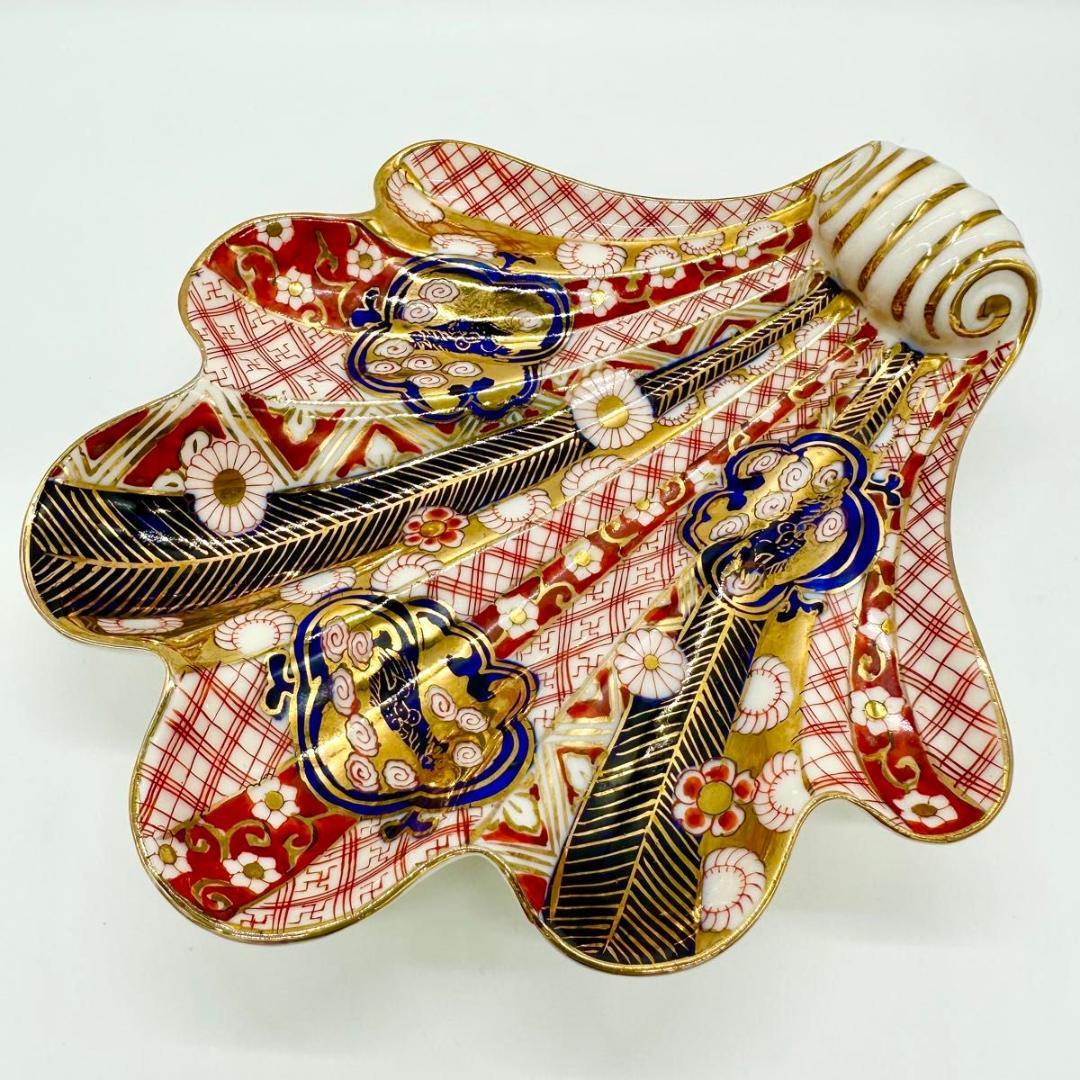 【希少】戦後・占領期 手描きシェル皿｜金彩×和柄｜ヴィンテージ 昭和レトロ 希少】戦後・占領期 手描きシェル皿｜金彩×和柄｜ヴィンテージ 昭和レトロ