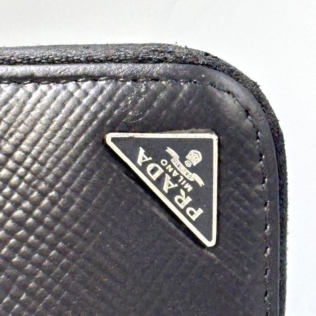 PRADA サフィアーノレザー ラウンドファスナー長財布 ブラック メンズ