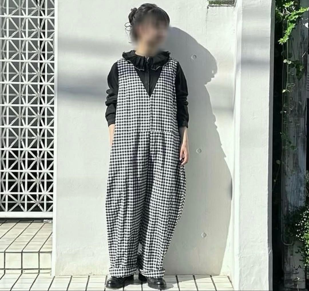 新品未使用 2024 ネストローブnest robeギンガムチェックサロペット