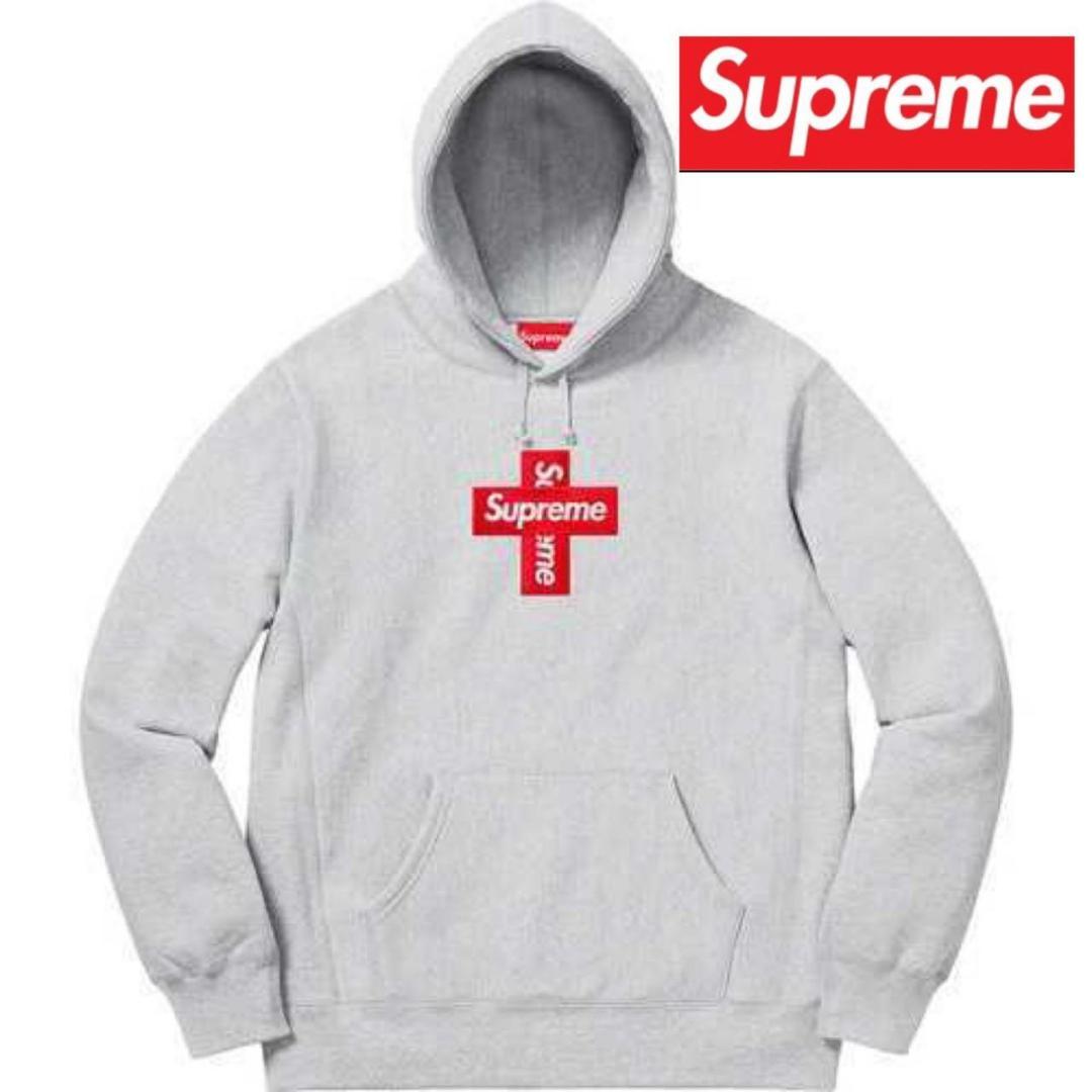 キムタク愛用！完売品】SUPREME クロスボックスロゴ フーディー Gray