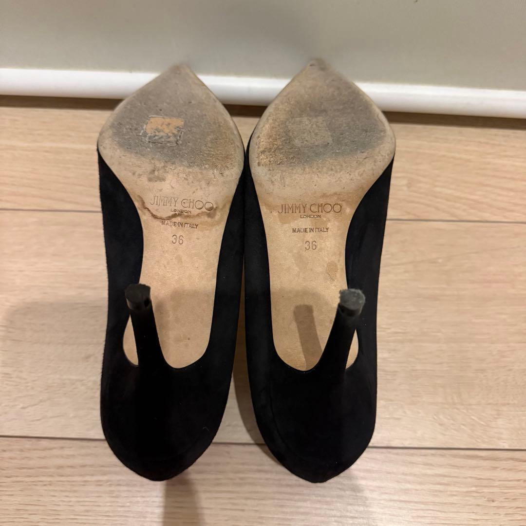 JIMMY CHOO ブラック スエードハイヒール 36/23.0 一 番 安い