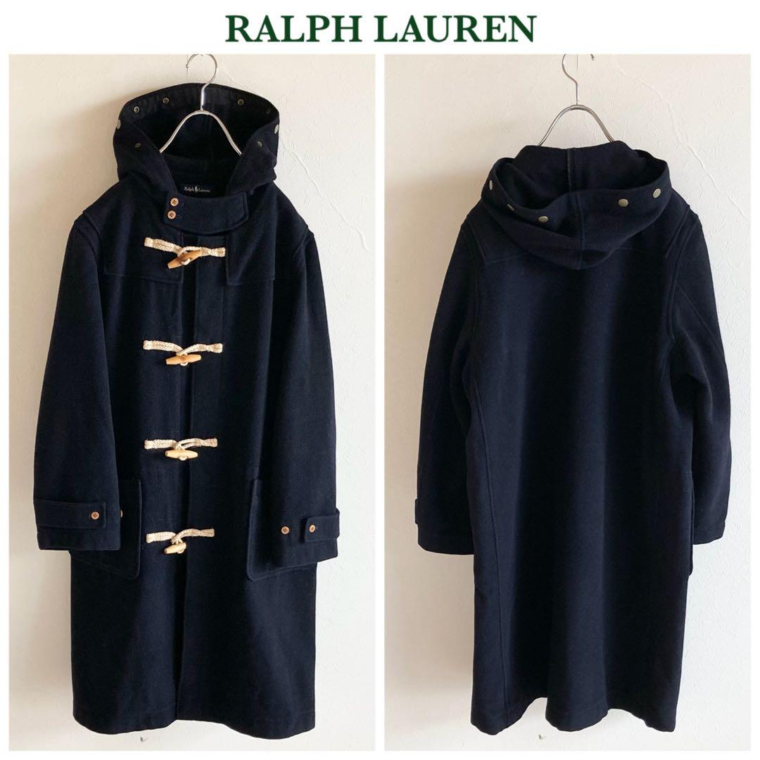 ビンテージ ラルフローレン ウール メルトン ロング ダッフルコート ネイビー 1980s. ralph lauren wool melton super long duffle coat made in usa