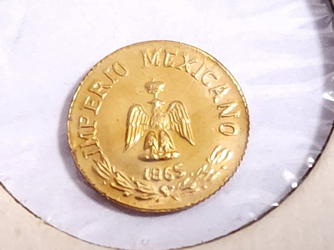 メキシコ 1ペソ金貨 マクシミリアン皇帝 1865年 ゴールド 世界最小の