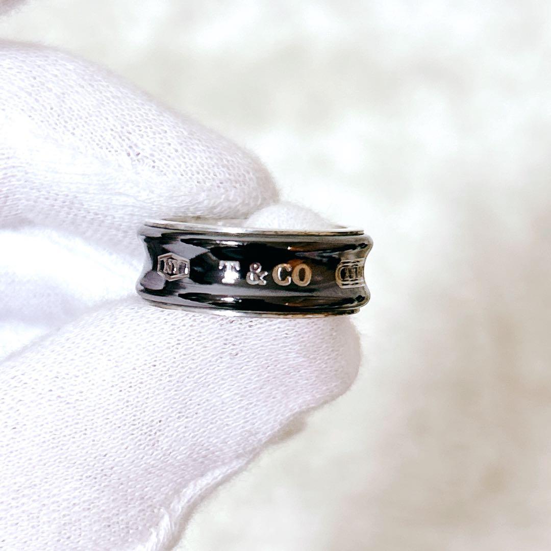 ティファニー 1837 ナロー リング ブラックチタン シルバー 指輪 16号