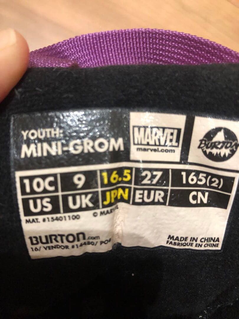 【16.5cm】 BURTON MINIGROM MARVELコラボ ブーツ